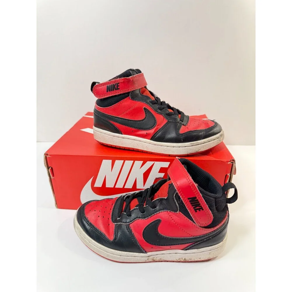 Nike Court Borough Mid 2 Sneakers Black Red Youth US 13